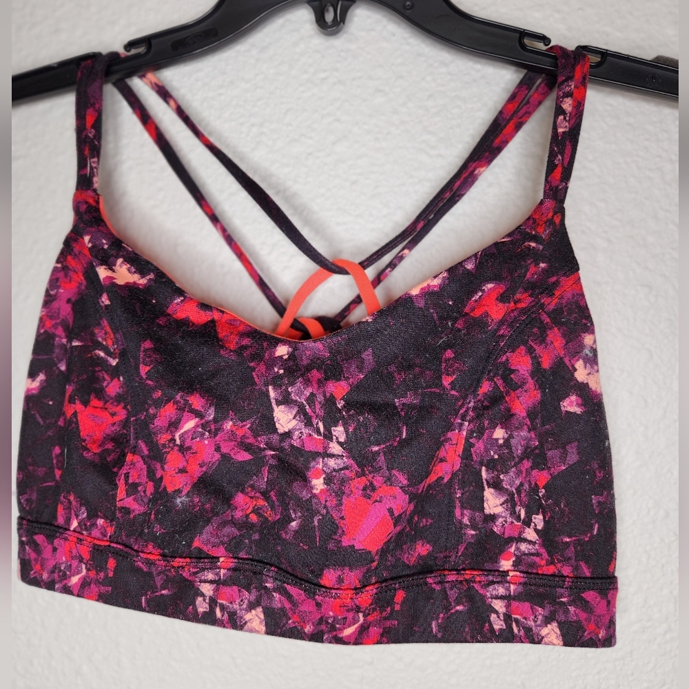 Old Navy Abstract Pink and Black Sports Bra Women Size Large